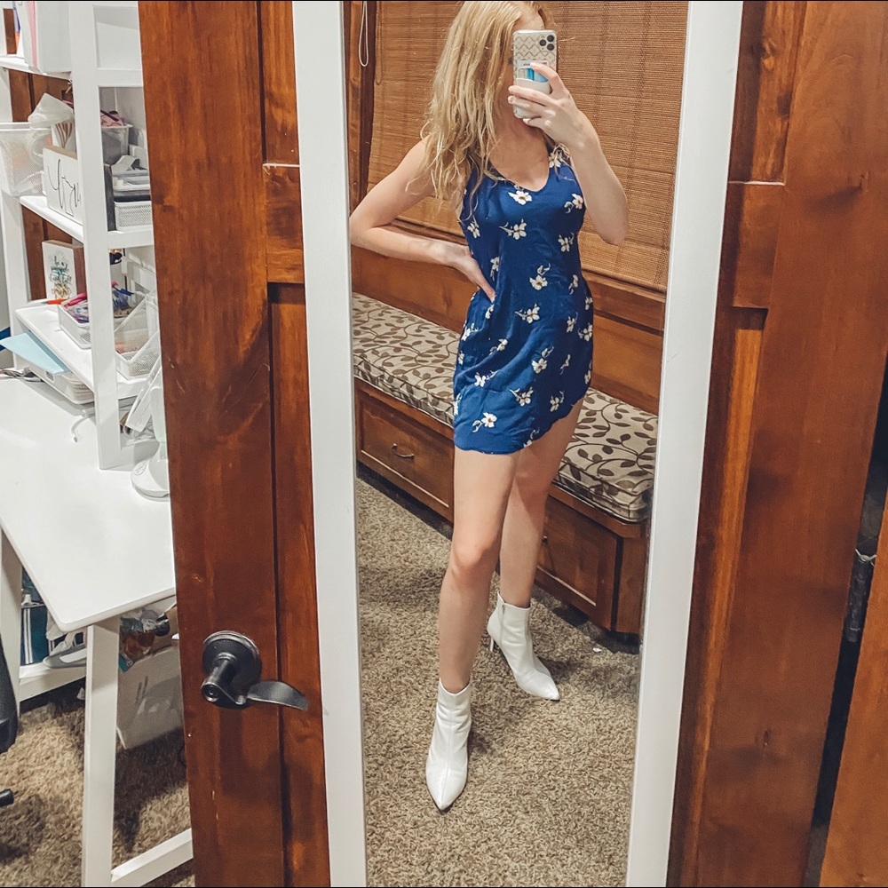Navy Blue Floral Dress